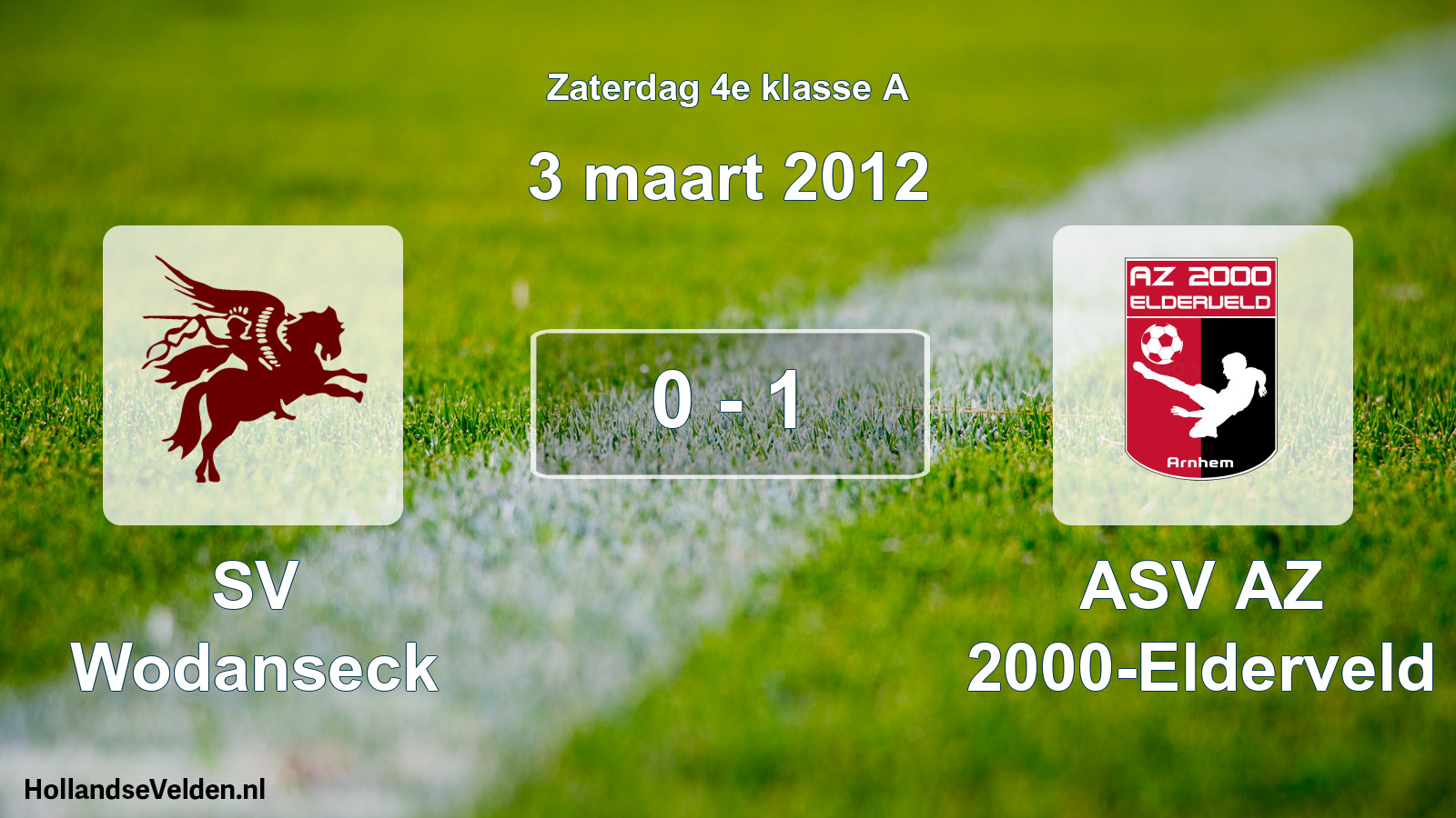 Total number of matches played: SV Wodanseck - ASV AZ 2000-Elderveld 0 - 1 (3 March 2012)
