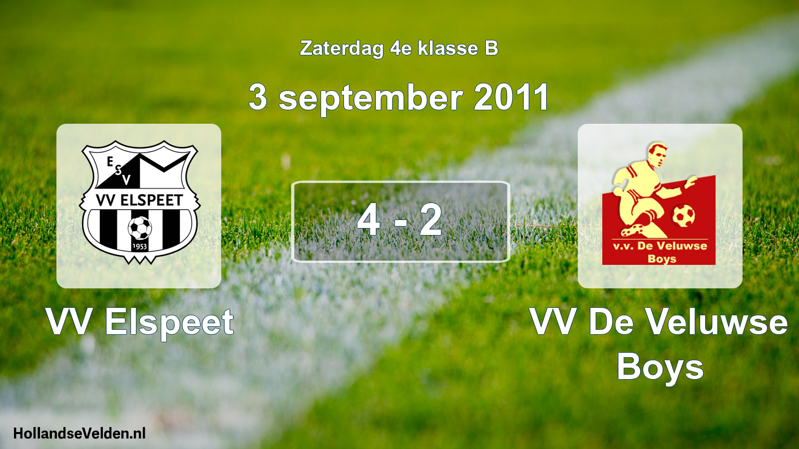 Total number of matches played: VV Elspeet - VV De Veluwse Boys 4 - 2 (3 September 2011)