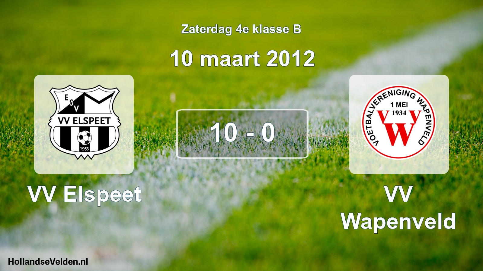 Total number of matches played: VV Elspeet - VV Wapenveld 10 - 0 (10 March 2012)