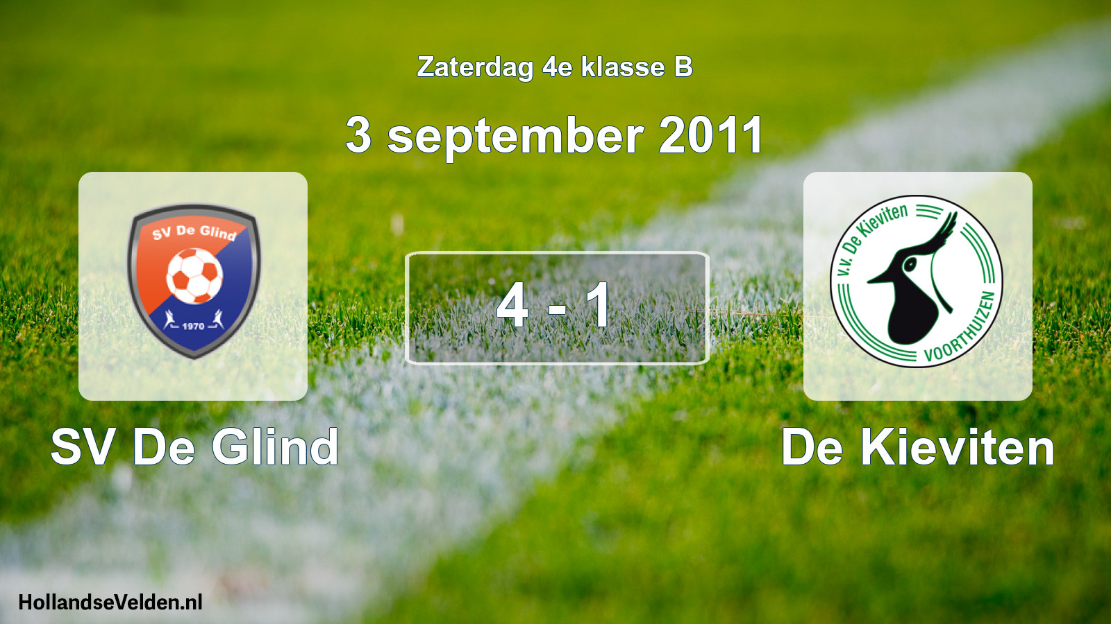 Total number of matches played: SV De Glind - De Kieviten 4 - 1 (3 September 2011)