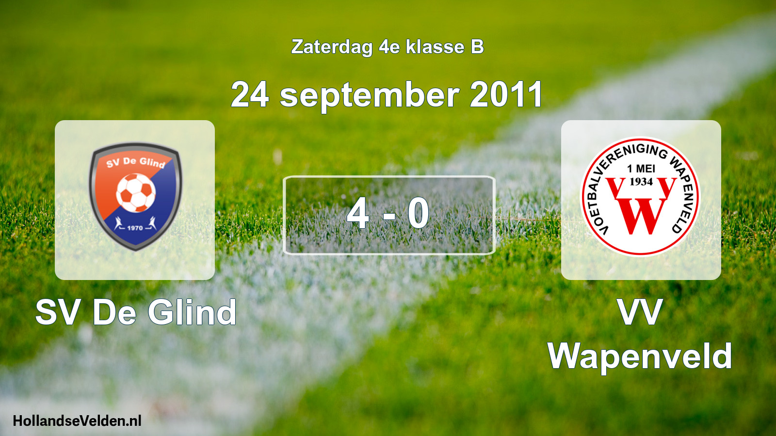 Total number of matches played: SV De Glind - VV Wapenveld 4 - 0 (24 September 2011)