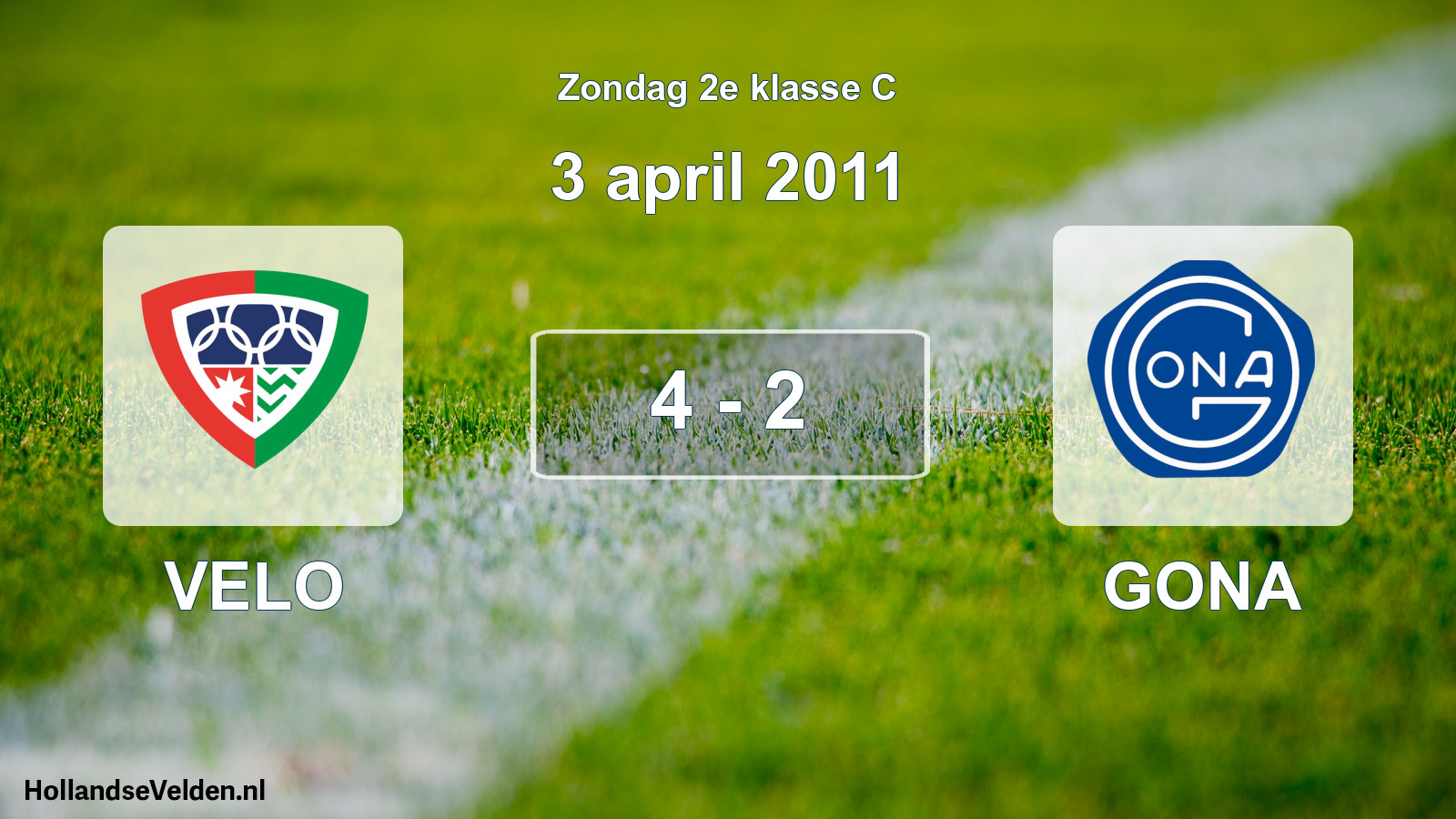 Total number of matches played: VELO - GONA 4 - 2 (3 April 2011)