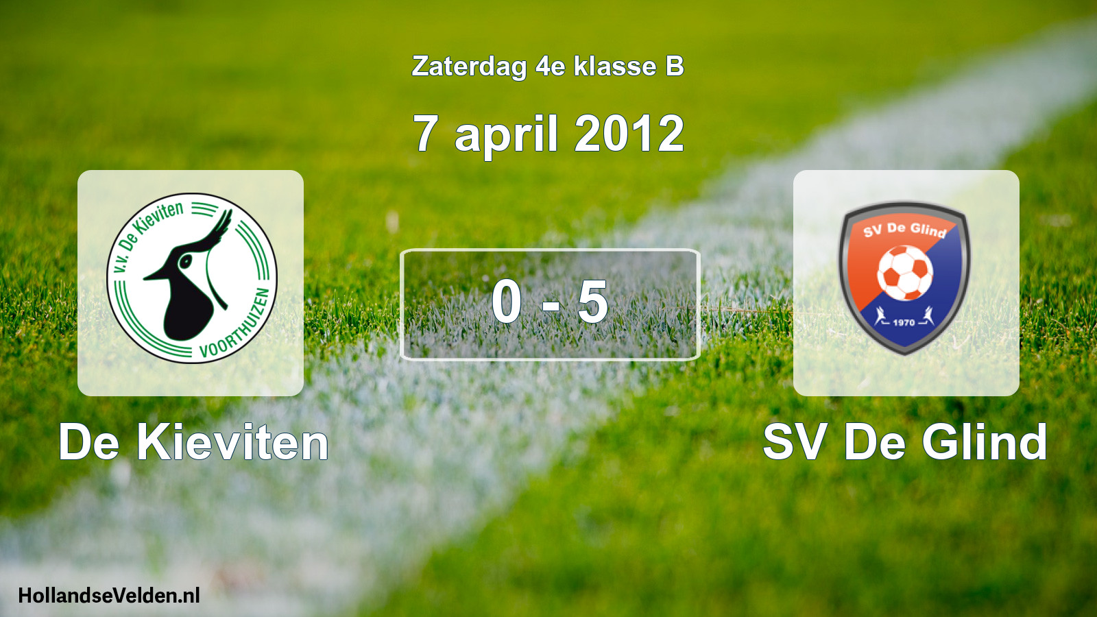Total number of matches played: De Kieviten - SV De Glind 0 - 5 (7 April 2012)