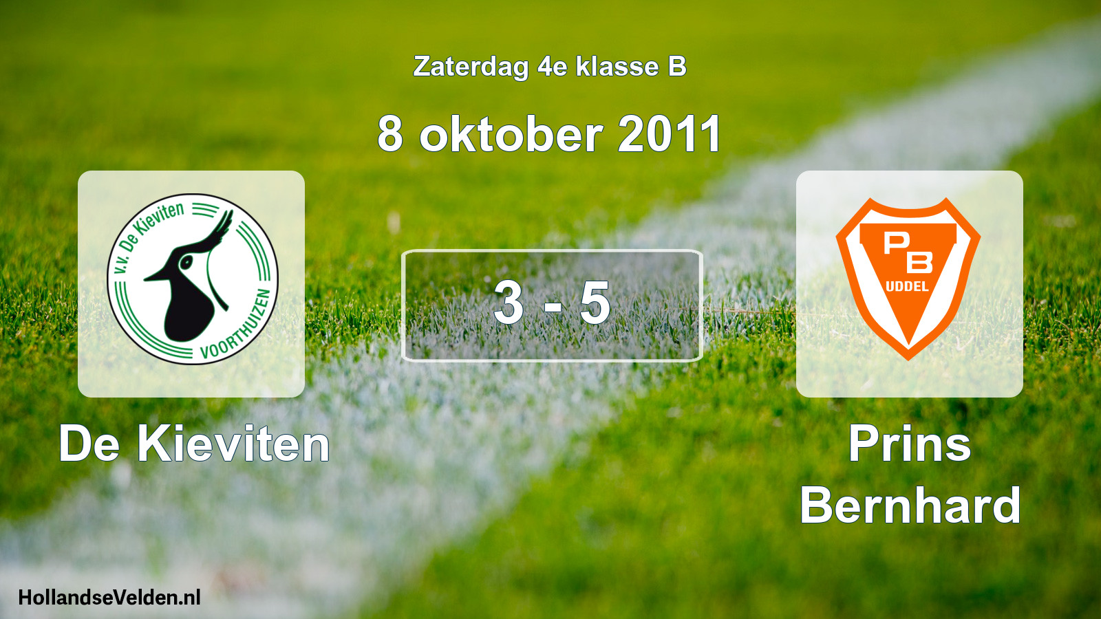 Total number of matches played: De Kieviten - Prins Bernhard 3 - 5 (8 October 2011)