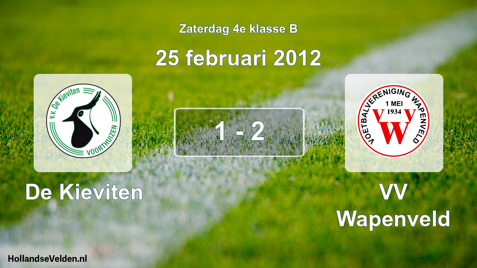 Total number of matches played: De Kieviten - VV Wapenveld 1 - 2 (25 February 2012)