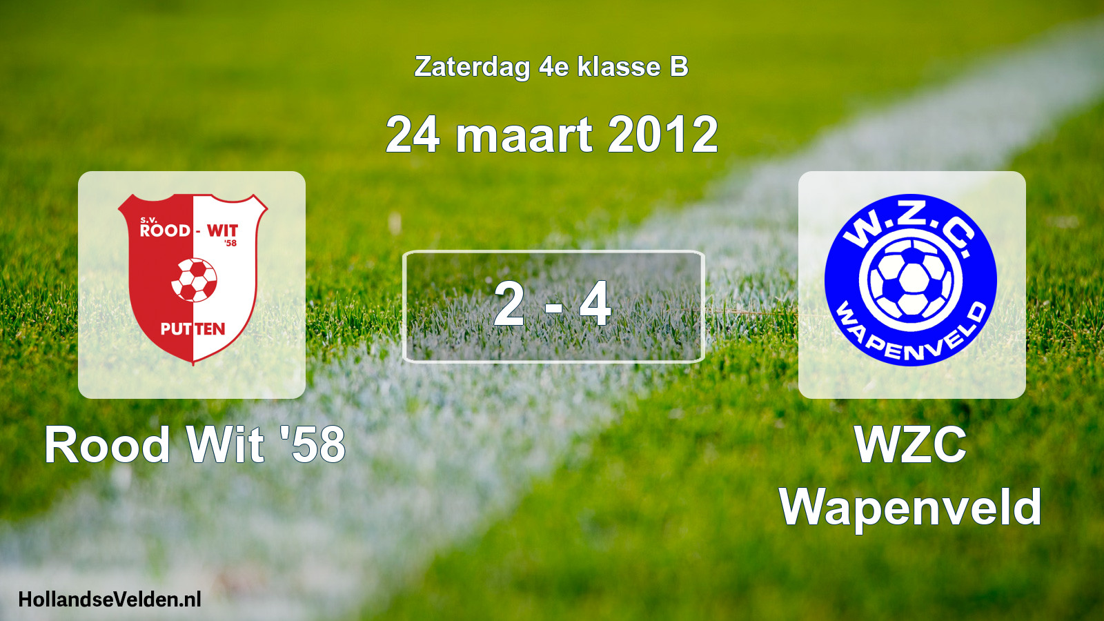 Total number of matches played: Rood Wit '58 - WZC Wapenveld 2 - 4 (24 March 2012)