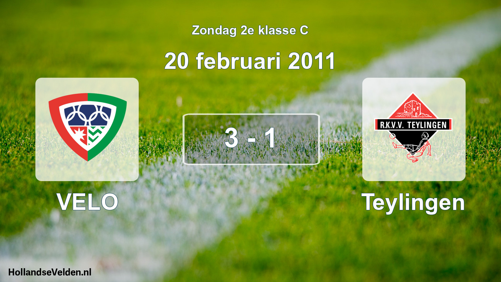 Total number of matches played: VELO - Teylingen 3 - 1 (20 February 2011)