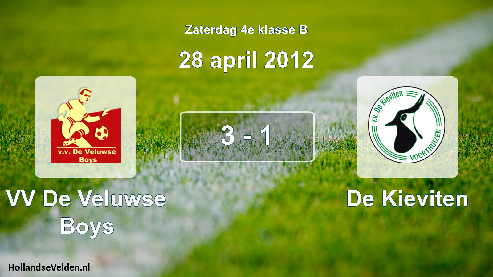 Total number of matches played: VV De Veluwse Boys - De Kieviten 3 - 1 (28 April 2012)