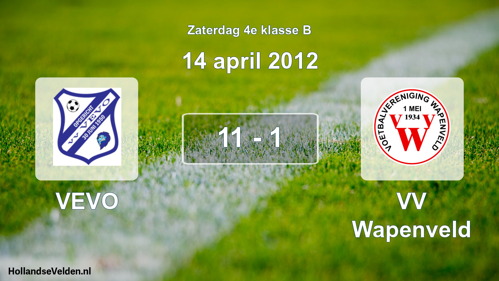 Total number of matches played: VEVO - VV Wapenveld 11 - 1 (14 April 2012)