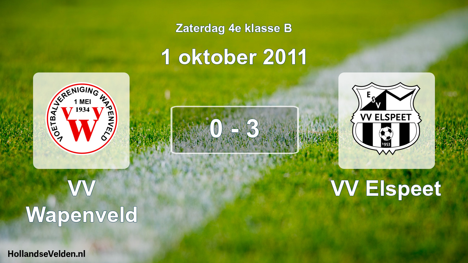 Total number of matches played: VV Wapenveld - VV Elspeet 0 - 3 (1 October 2011)