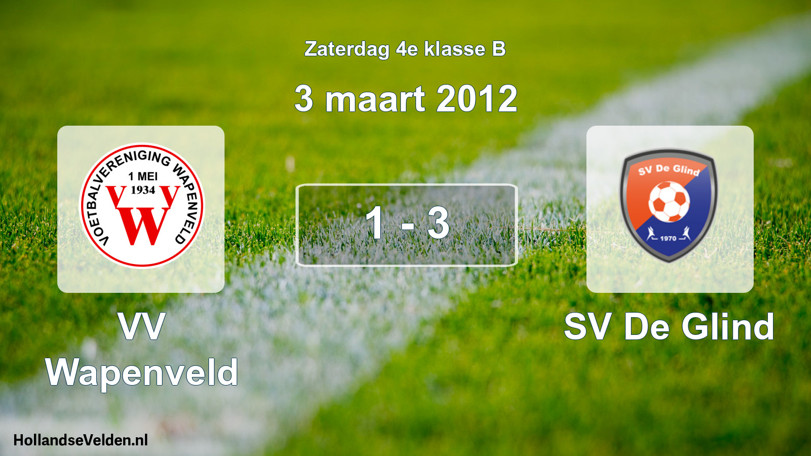 Total number of matches played: VV Wapenveld - SV De Glind 1 - 3 (3 March 2012)