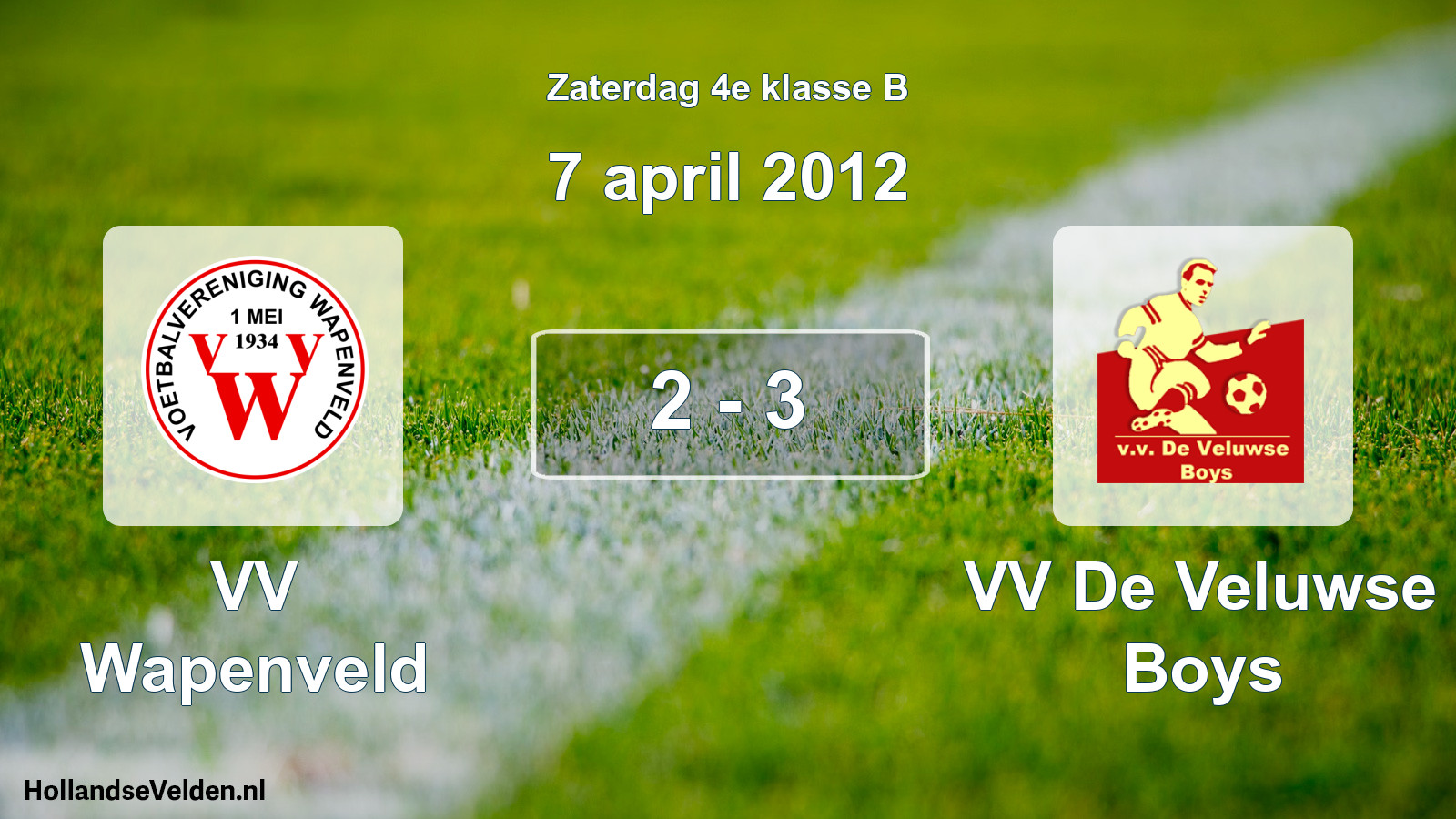 Total number of matches played: VV Wapenveld - VV De Veluwse Boys 2 - 3 (7 April 2012)