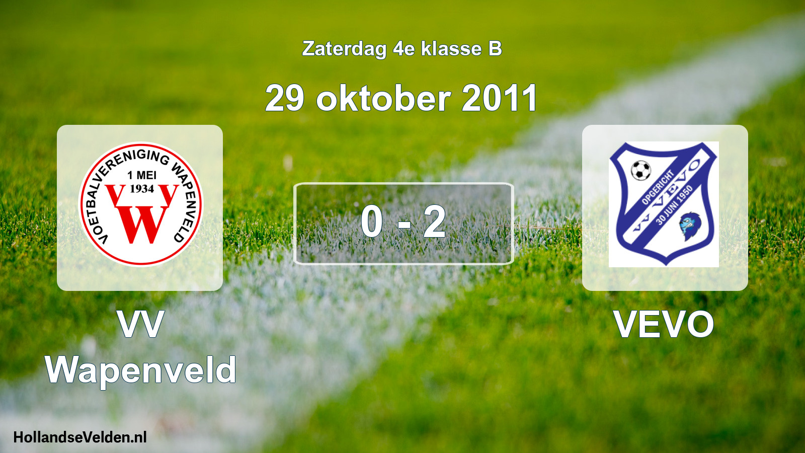Total number of matches played: VV Wapenveld - VEVO 0 - 2 (29 October 2011)