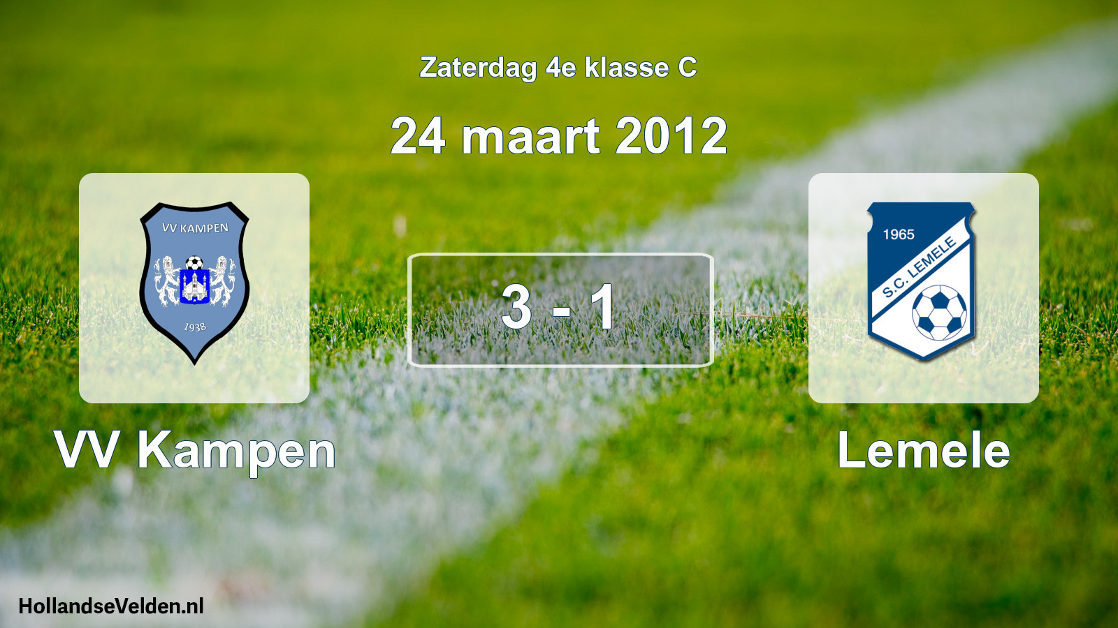 Total number of matches played: VV Kampen - Lemele 3 - 1 (24 March 2012)