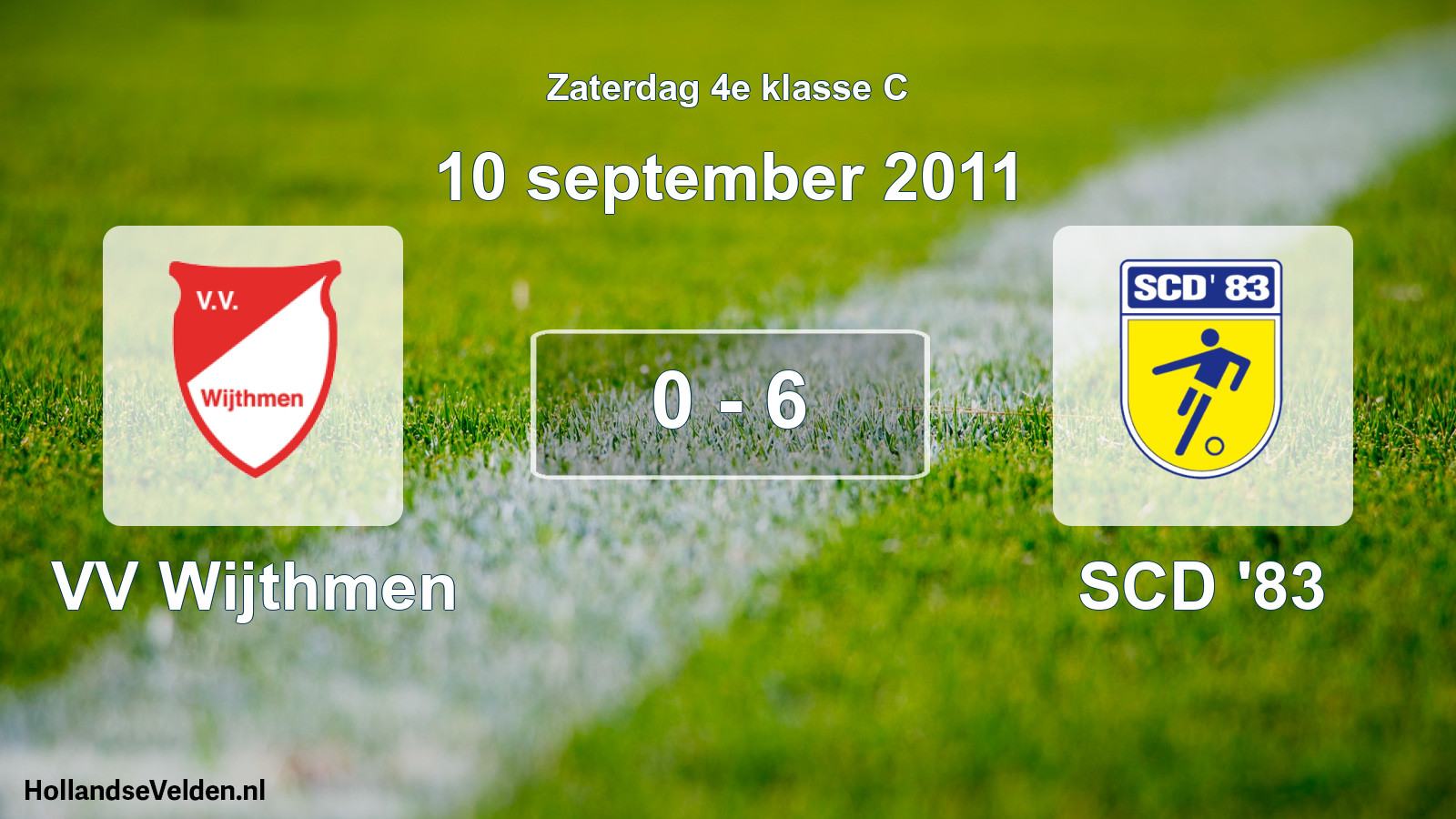 Total number of matches played: VV Wijthmen - SCD '83 0 - 6 (10 September 2011)