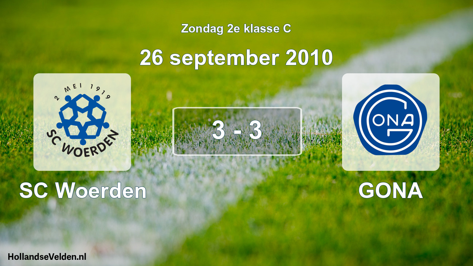 Total number of matches played: SC Woerden - GONA 3 - 3 (26 September 2010)
