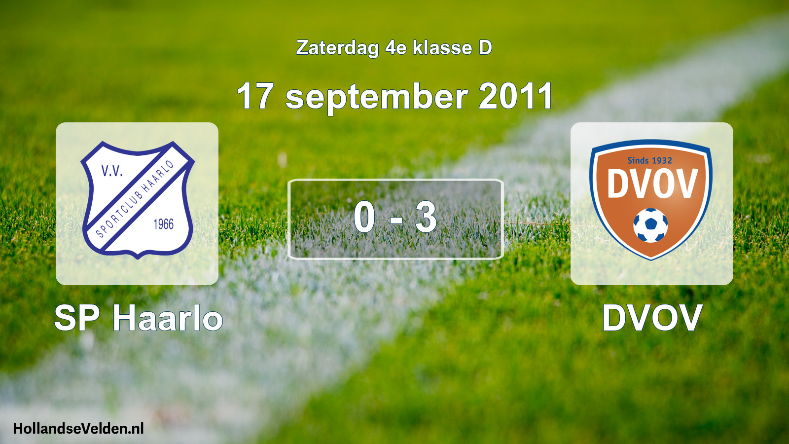 Total number of matches played: SP Haarlo - DVOV 0 - 3 (17 September 2011)