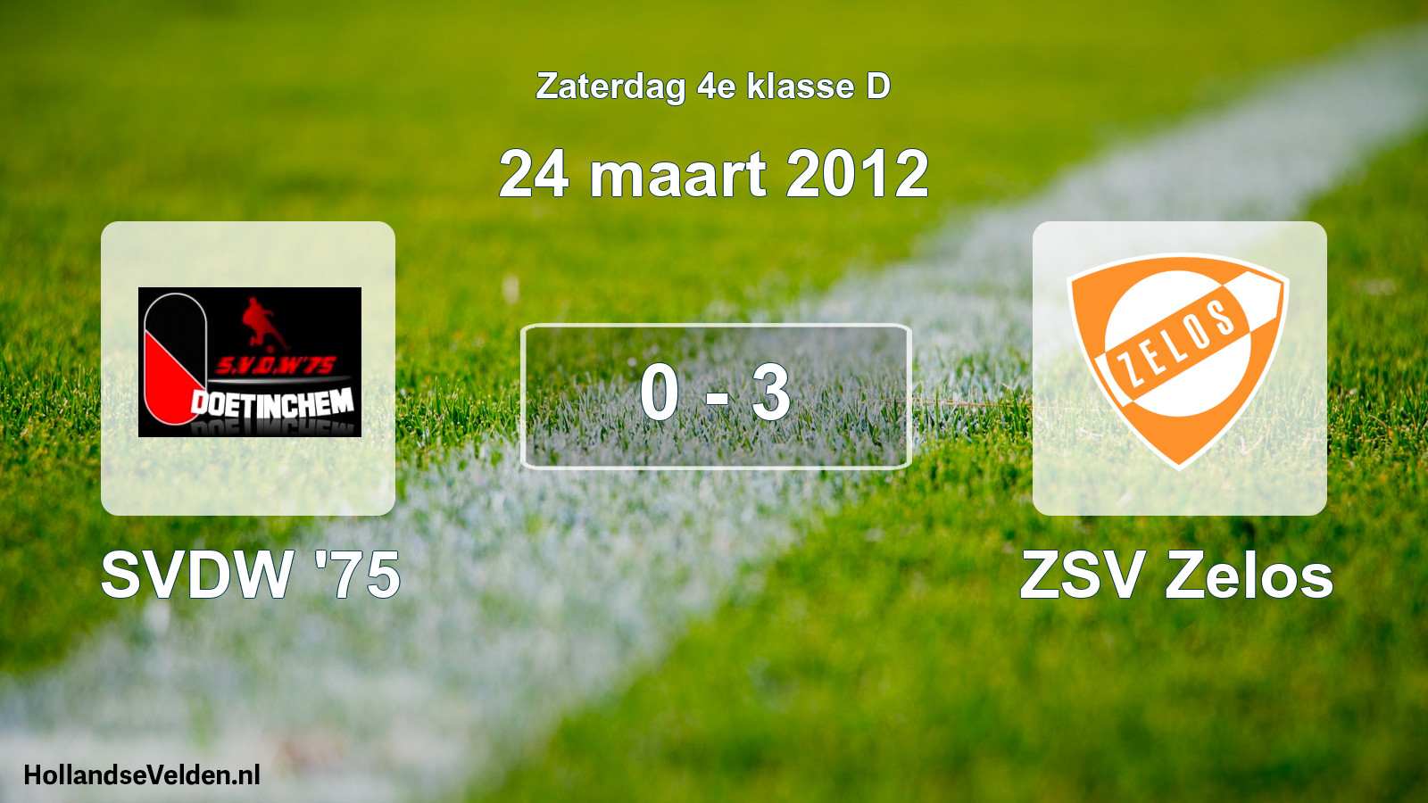 Total number of matches played: SVDW '75 - ZSV Zelos 0 - 3 (24 March 2012)