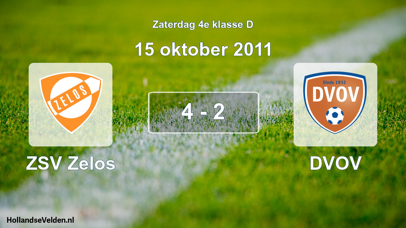Total number of matches played: ZSV Zelos - DVOV 4 - 2 (15 October 2011)