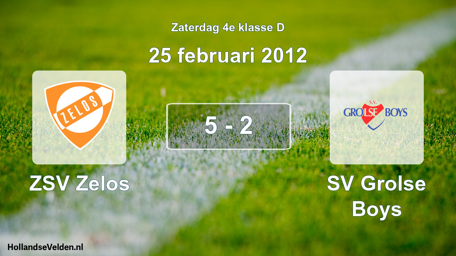 Total number of matches played: ZSV Zelos - SV Grolse Boys 5 - 2 (25 February 2012)