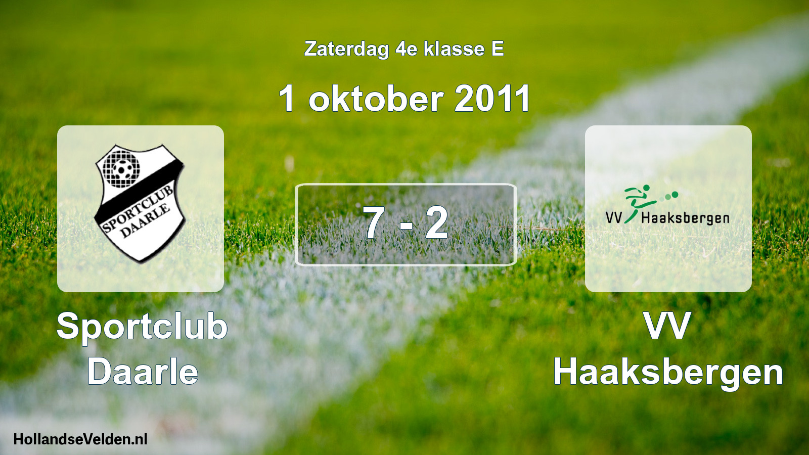 Total number of matches played: Sportclub Daarle - VV Haaksbergen 7 - 2 (1 October 2011)