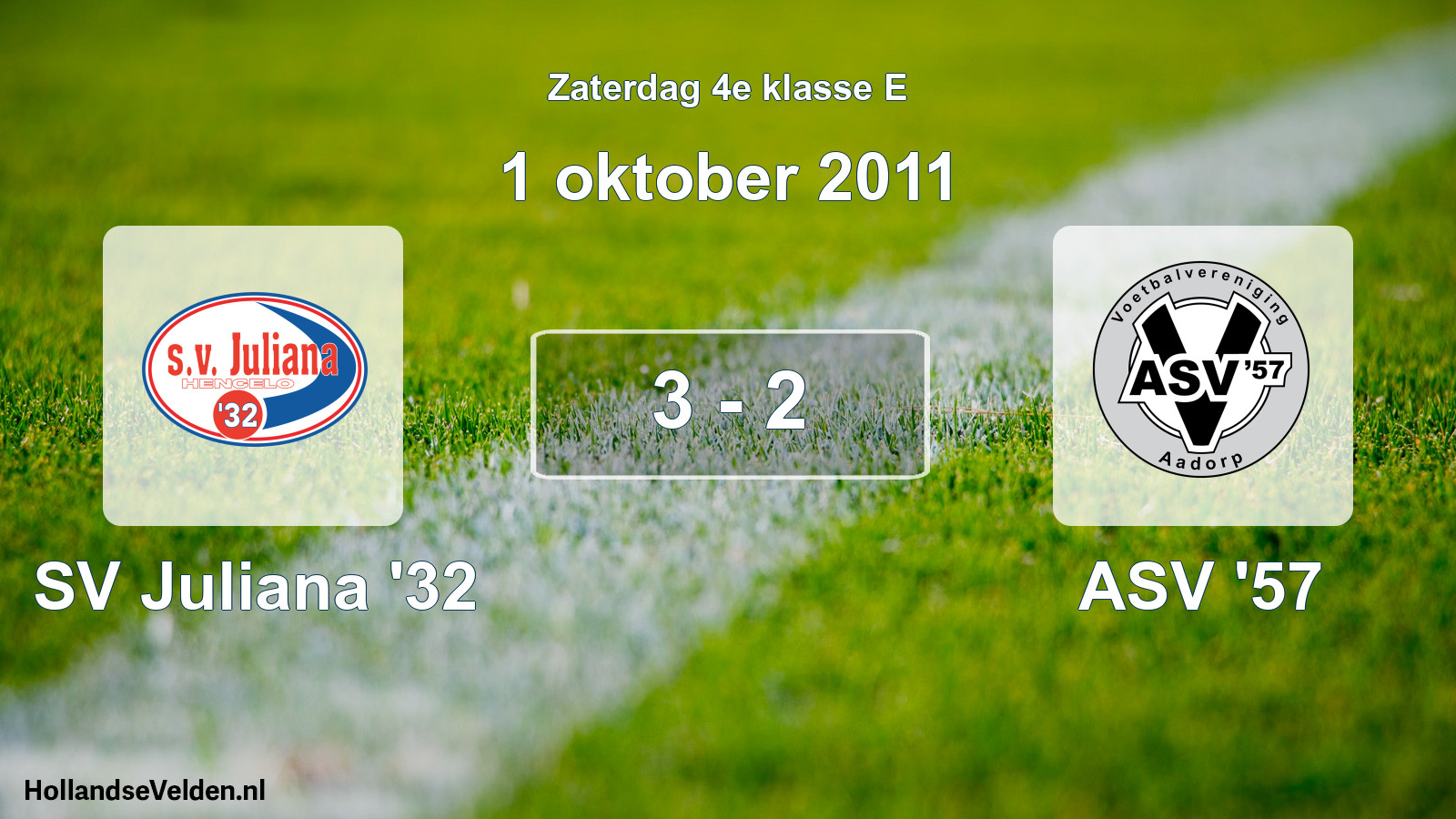 Total number of matches played: SV Juliana '32 - ASV '57 3 - 2 (1 October 2011)