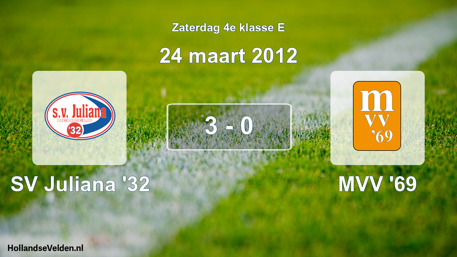 Total number of matches played: SV Juliana '32 - MVV '69 3 - 0 (24 March 2012)