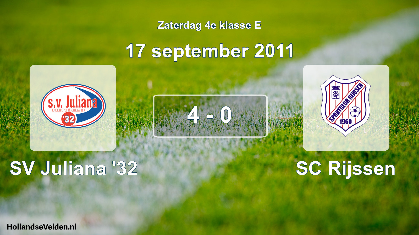 Total number of matches played: SV Juliana '32 - SC Rijssen 4 - 0 (17 September 2011)