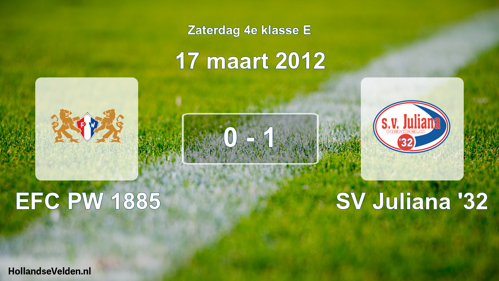 Total number of matches played: PW 1885 - SV Juliana '32 0 - 1 (17 March 2012)