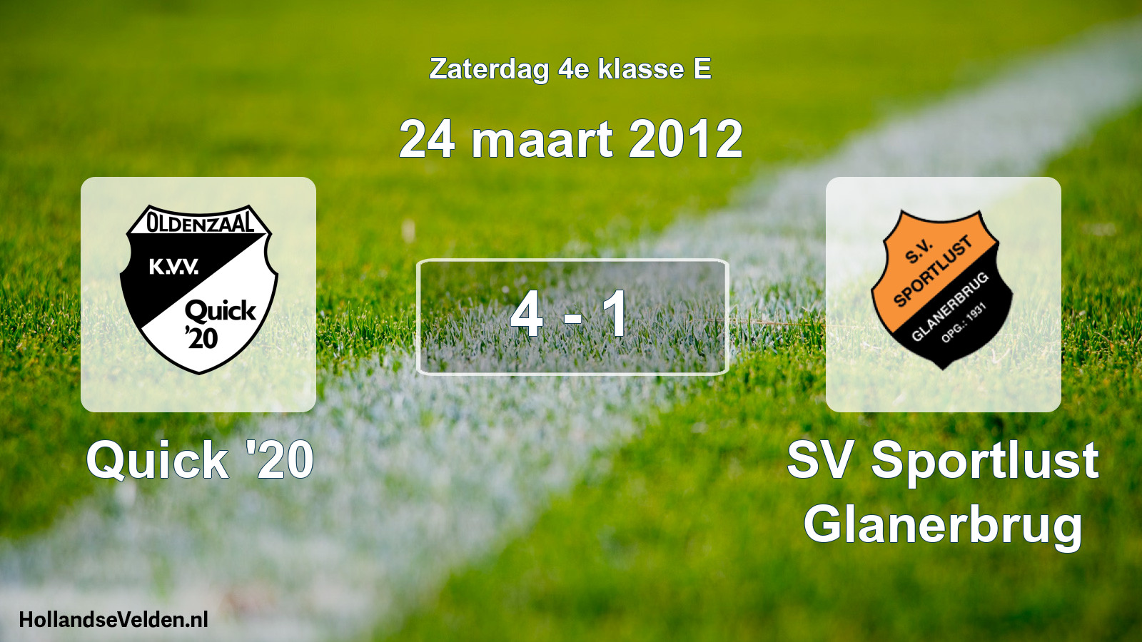 Total number of matches played: Quick '20 - SV Sportlust Glanerbrug 4 - 1 (24 March 2012)