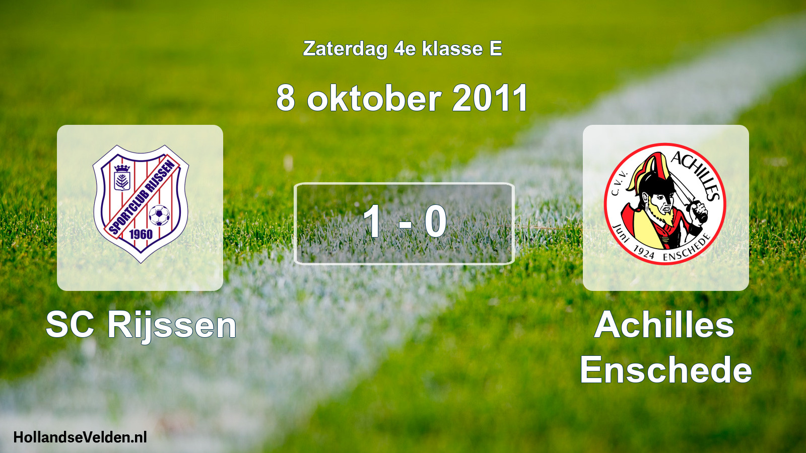 Total number of matches played: SC Rijssen - Achilles Enschede 1 - 0 (8 October 2011)