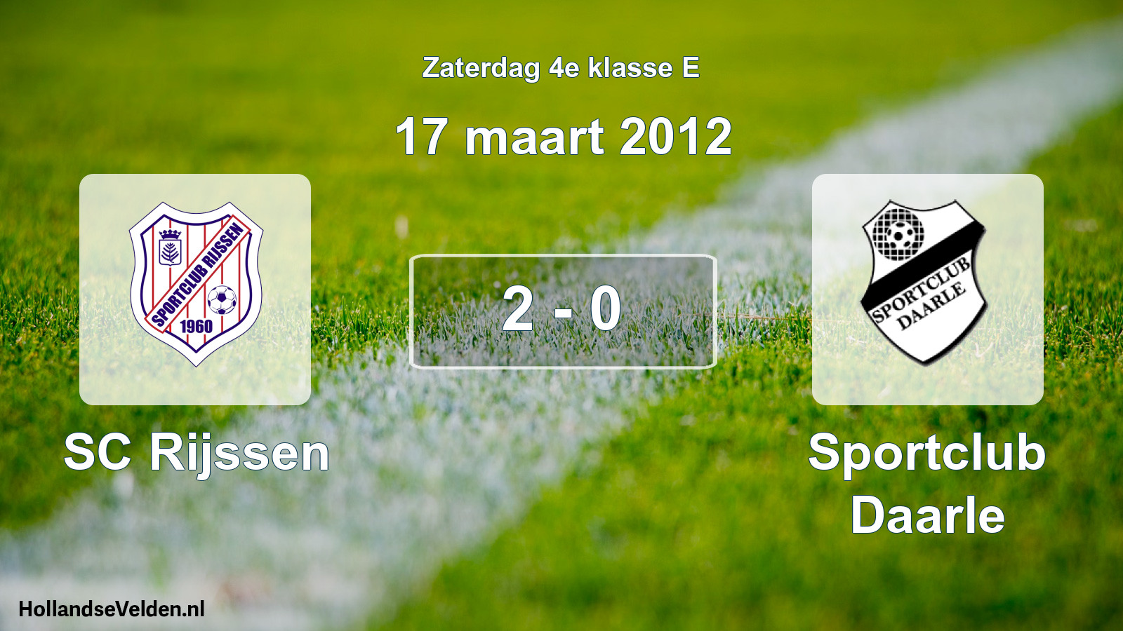 Total number of matches played: SC Rijssen - Sportclub Daarle 2 - 0 (17 March 2012)