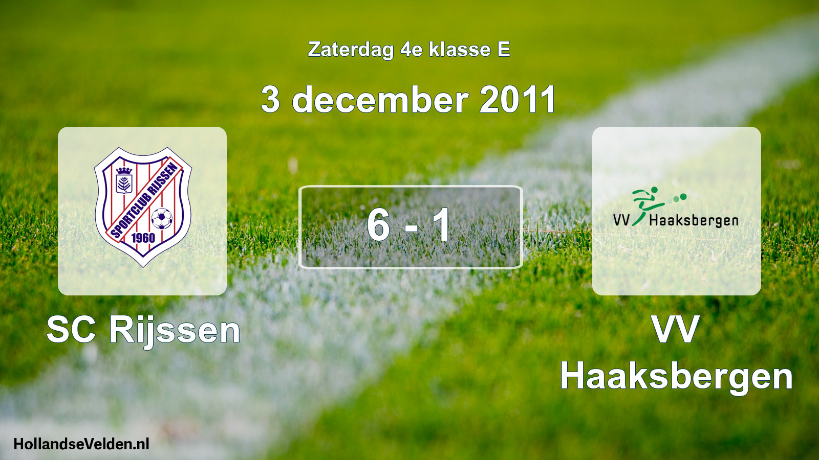 Total number of matches played: SC Rijssen - VV Haaksbergen 6 - 1 (3 December 2011)