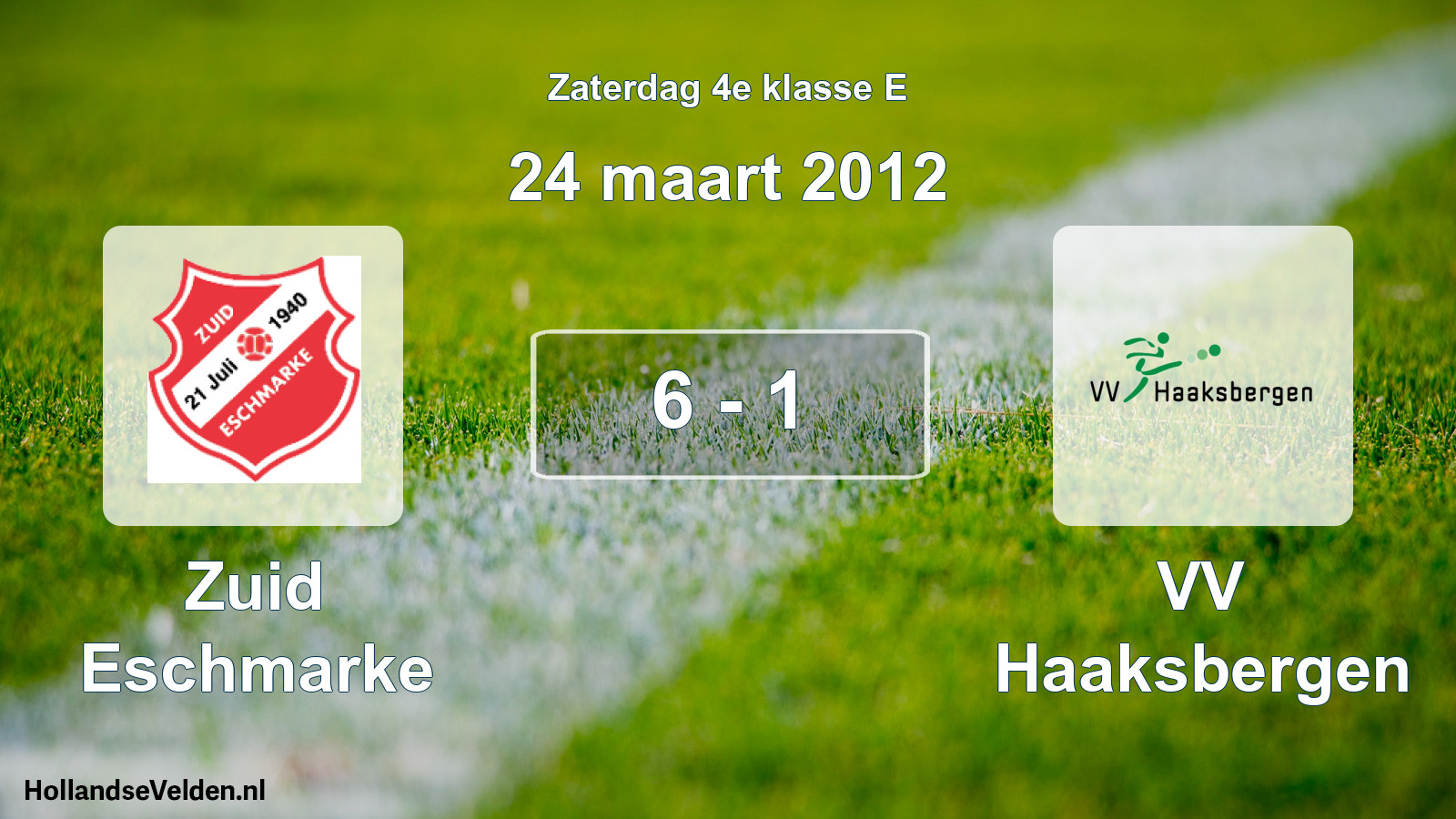 Total number of matches played: Zuid Eschmarke - VV Haaksbergen 6 - 1 (24 March 2012)