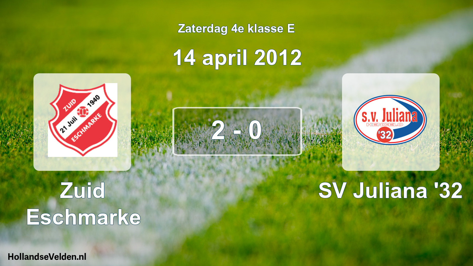 Total number of matches played: Zuid Eschmarke - SV Juliana '32 2 - 0 (14 April 2012)
