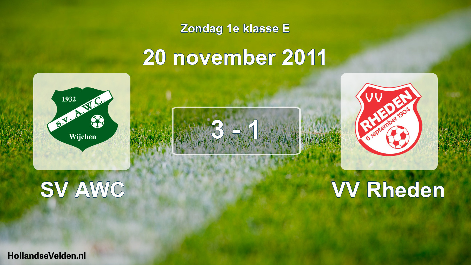 Total number of matches played: SV AWC - VV Rheden 3 - 1 (20 November 2011)