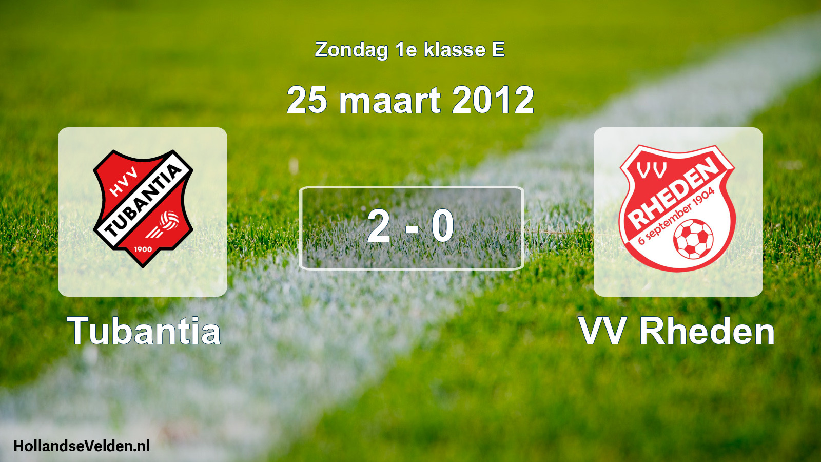 Total number of matches played: Tubantia - VV Rheden 2 - 0 (25 March 2012)