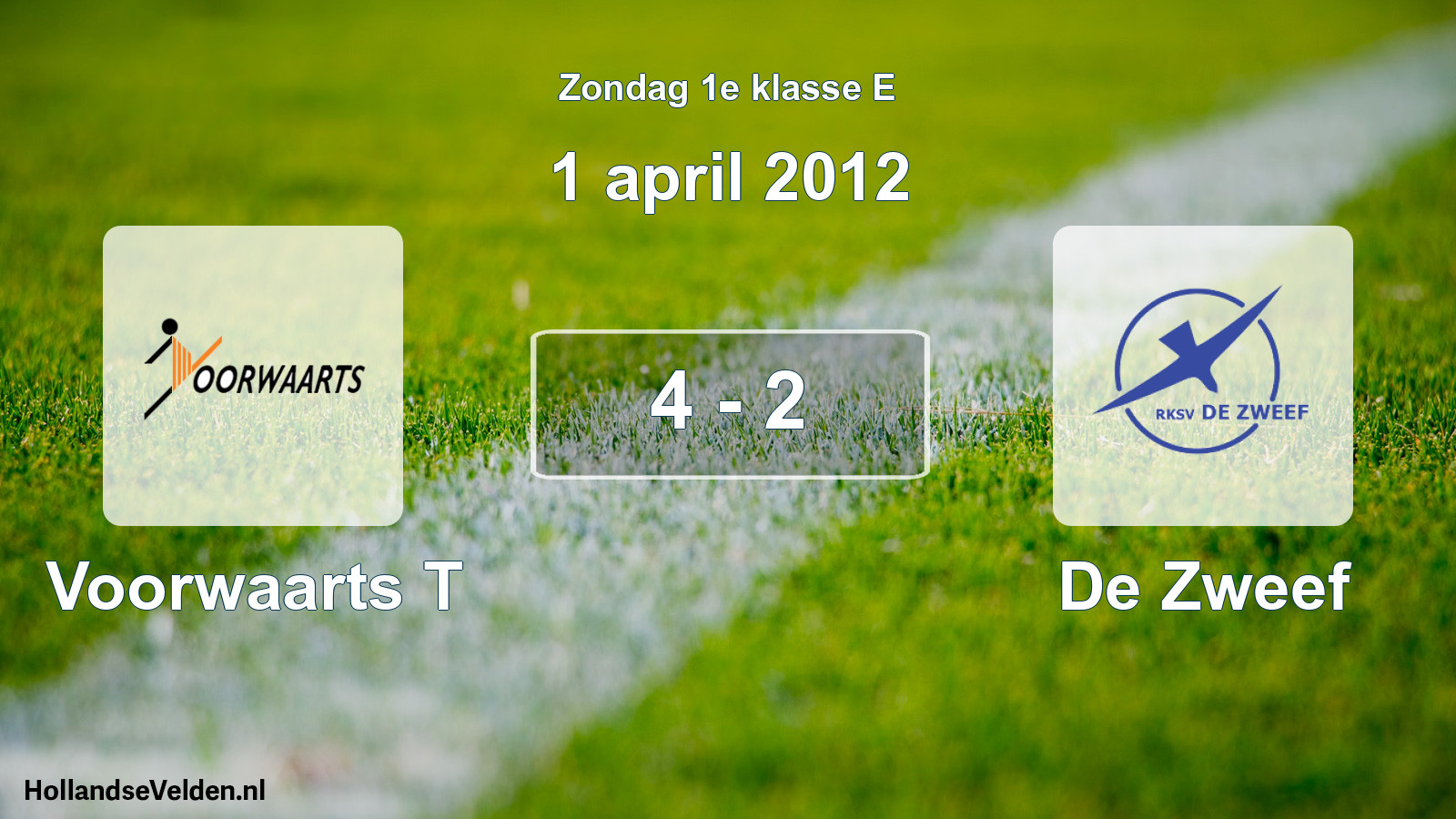 Total number of matches played: Voorwaarts T - De Zweef 4 - 2 (1 April 2012)
