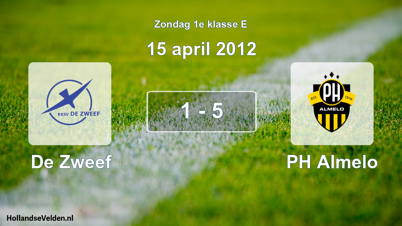 Total number of matches played: De Zweef - PH Almelo 1 - 5 (15 April 2012)