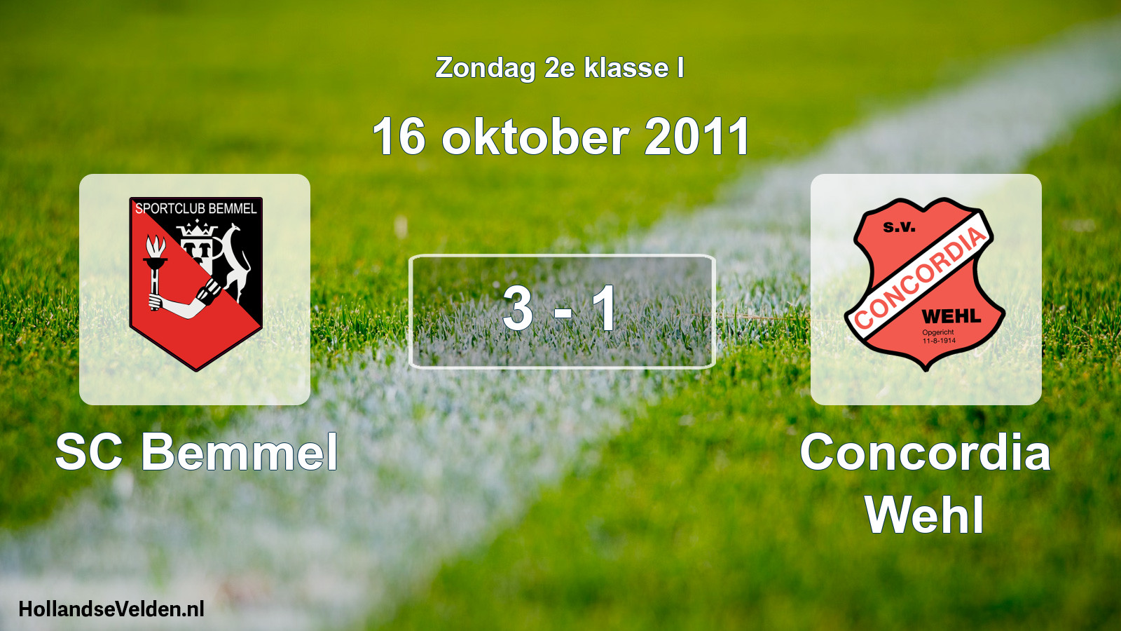 Total number of matches played: SC Bemmel - Concordia Wehl 3 - 1 (16 October 2011)