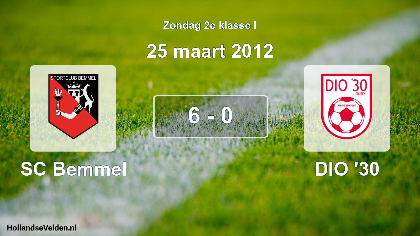 Total number of matches played: SC Bemmel - DIO '30 6 - 0 (25 March 2012)