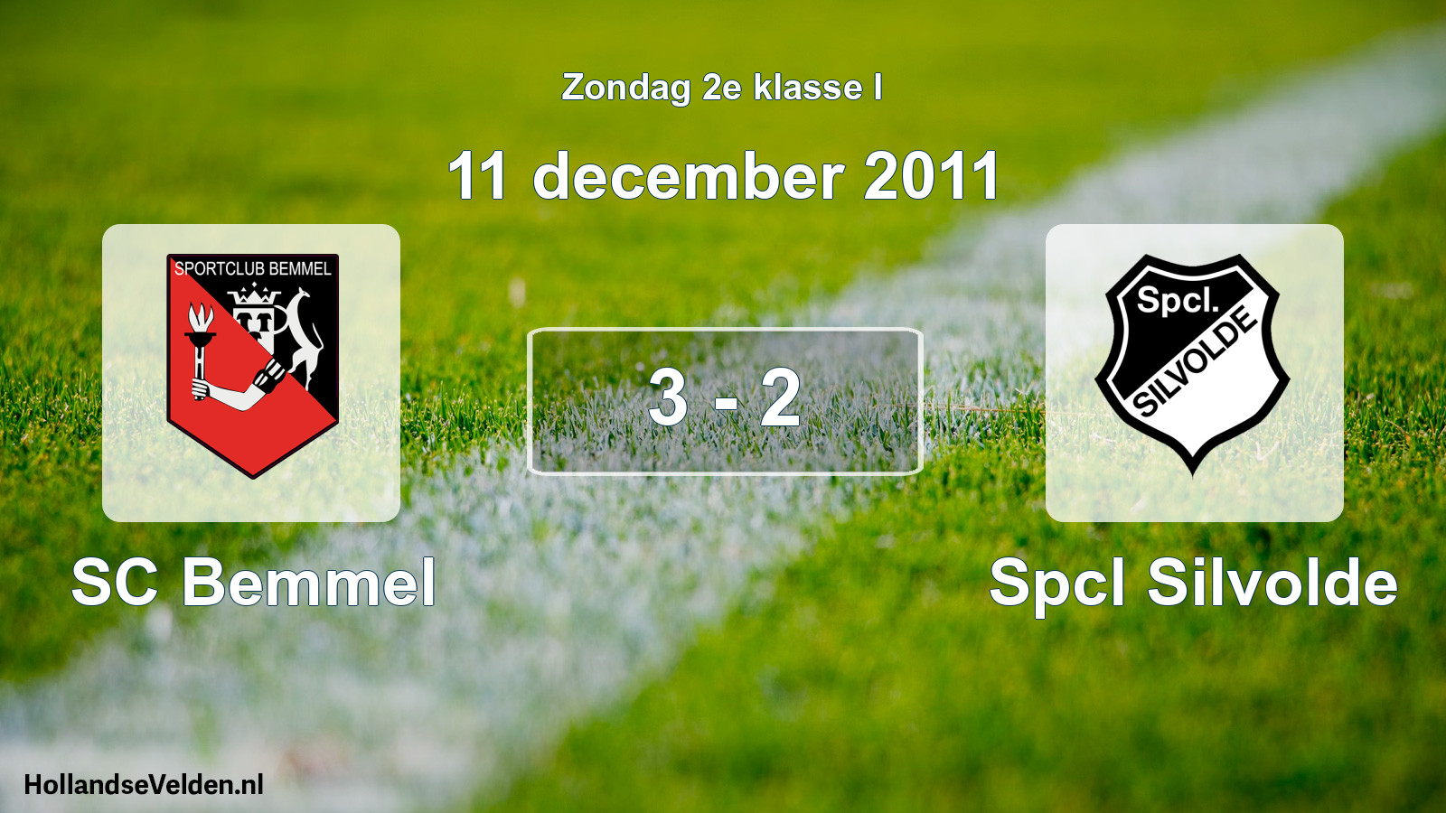 Total number of matches played: SC Bemmel - Spcl Silvolde 3 - 2 (11 December 2011)