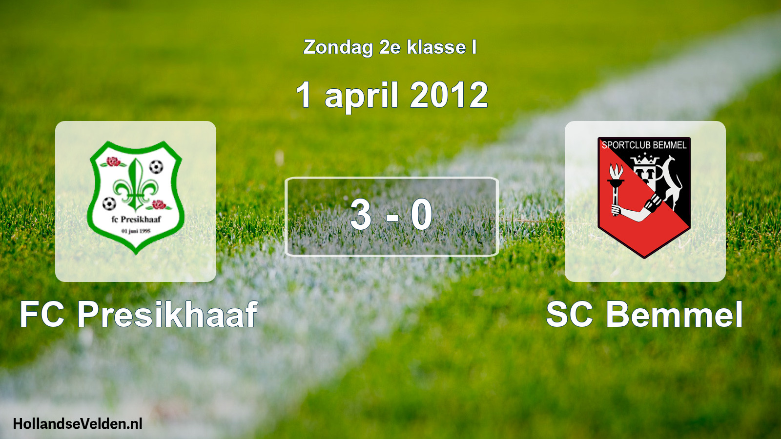 Total number of matches played: FC Presikhaaf - SC Bemmel 3 - 0 (1 April 2012)