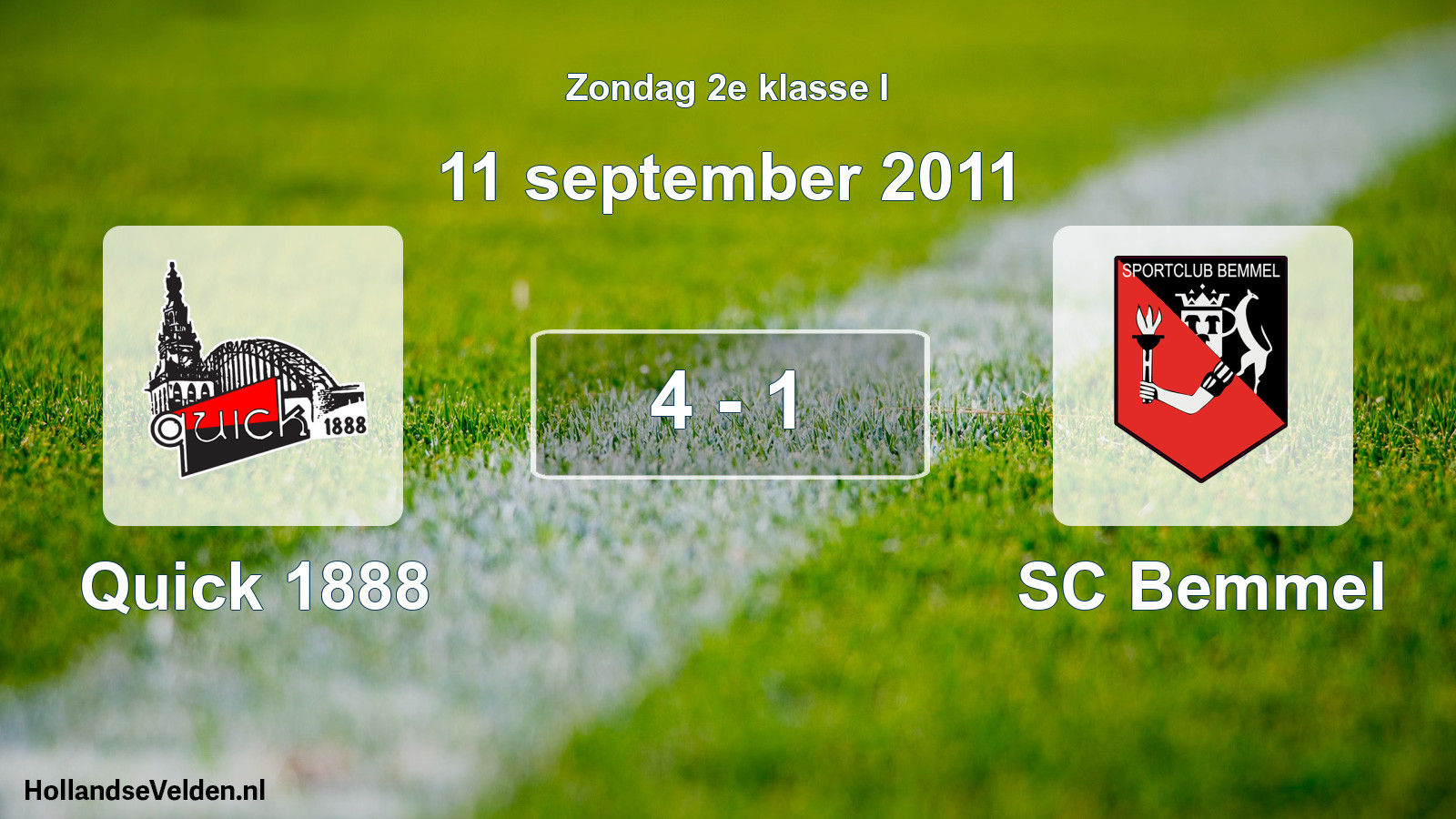 Total number of matches played: Quick 1888 - SC Bemmel 4 - 1 (11 September 2011)