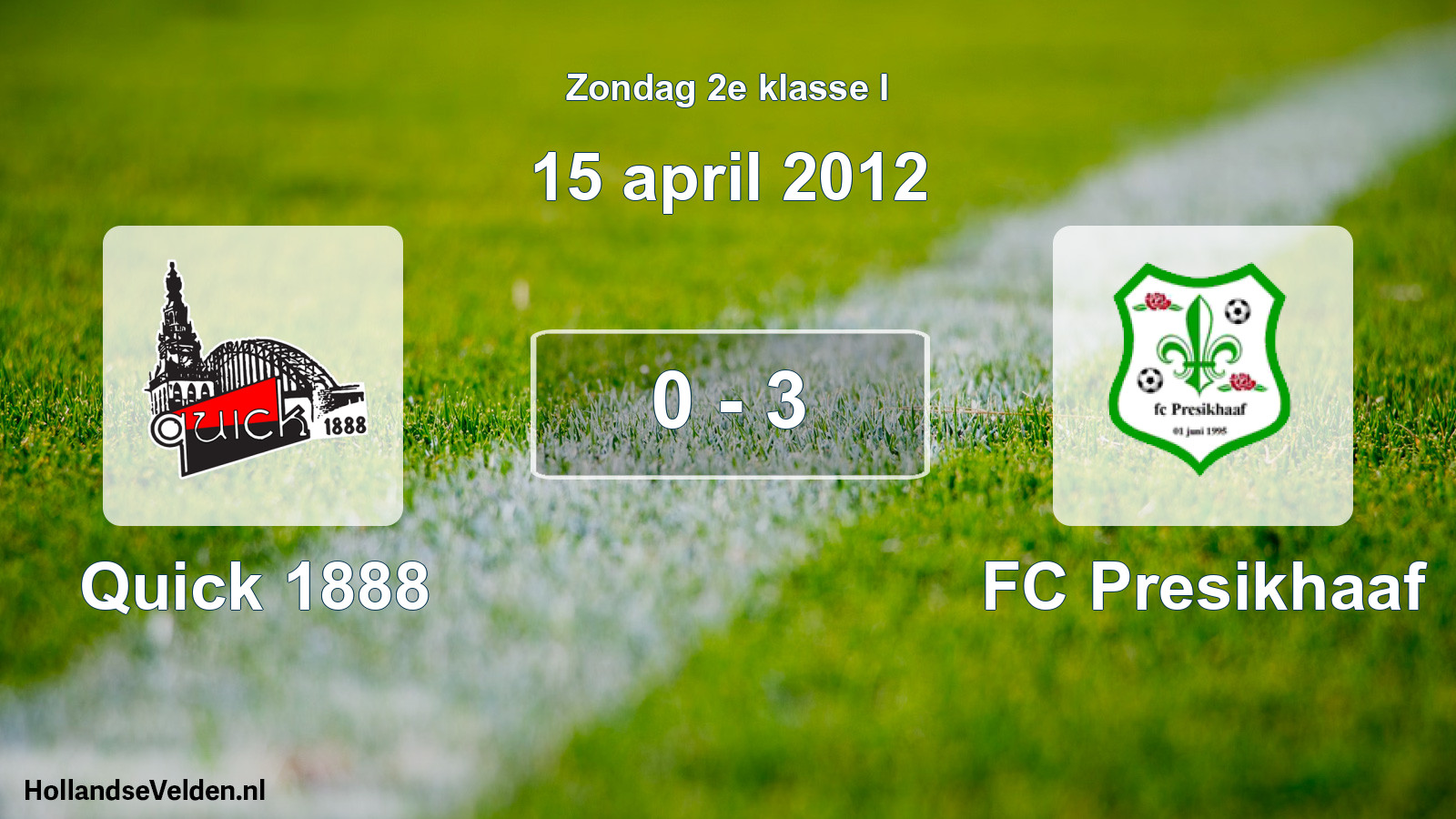 Total number of matches played: Quick 1888 - FC Presikhaaf 0 - 3 (15 April 2012)