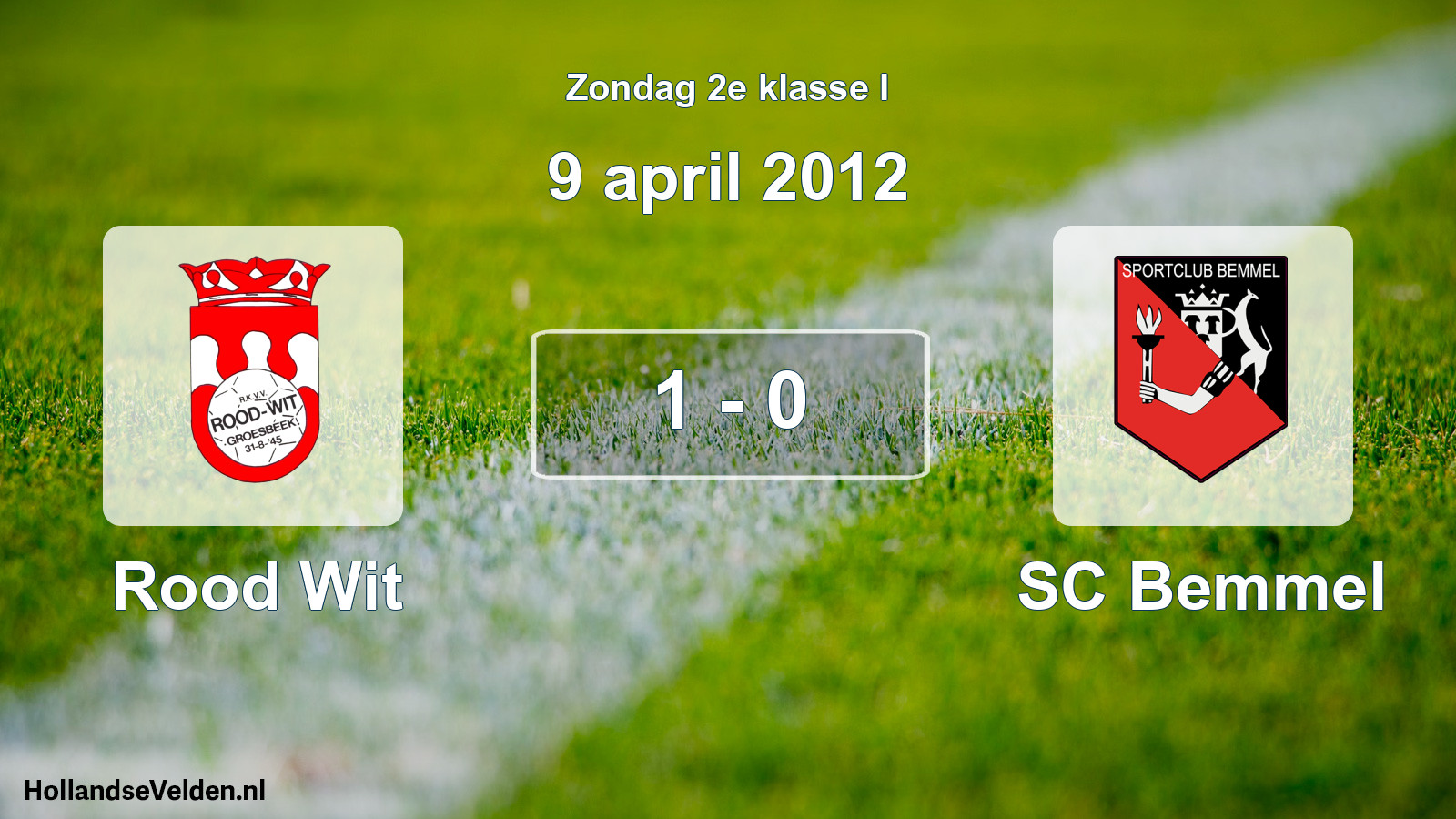 Total number of matches played: Rood Wit - SC Bemmel 1 - 0 (9 April 2012)