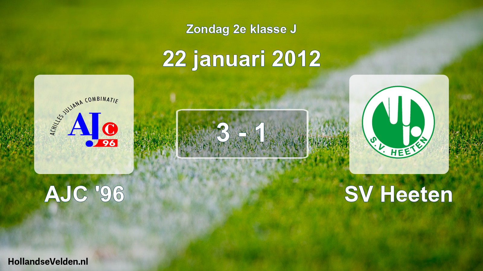 Total number of matches played: AJC '96 - SV Heeten 3 - 1 (22 January 2012)