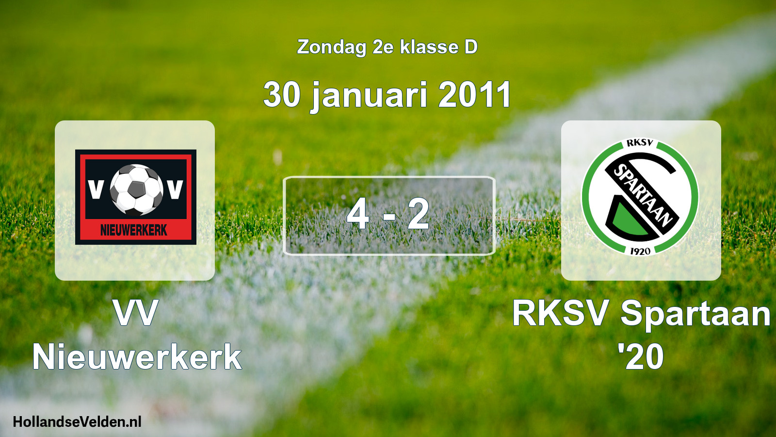Total number of matches played: VV Nieuwerkerk - RKSV Spartaan '20 4 - 2 (30 January 2011)
