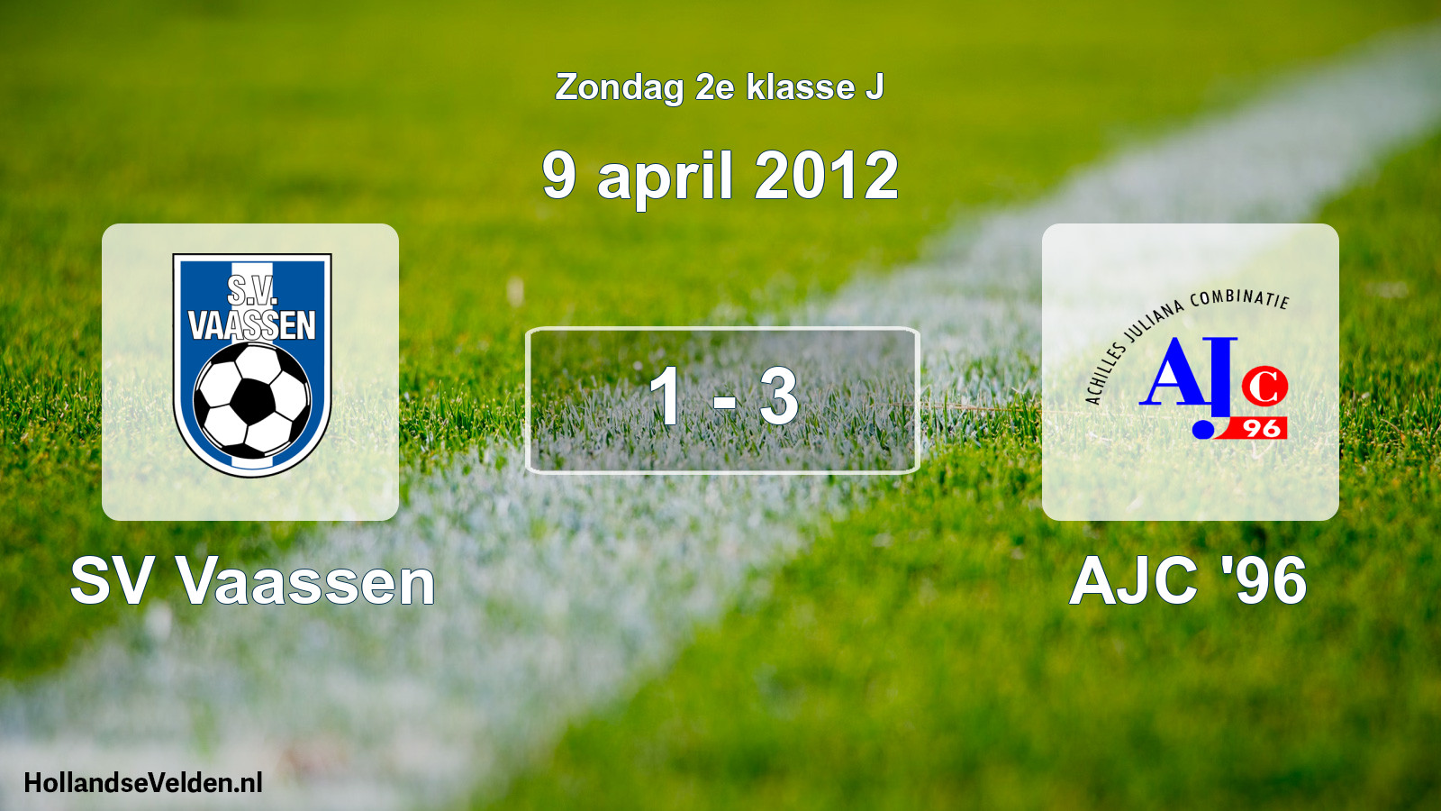 Total number of matches played: SV Vaassen - AJC '96 1 - 3 (9 April 2012)