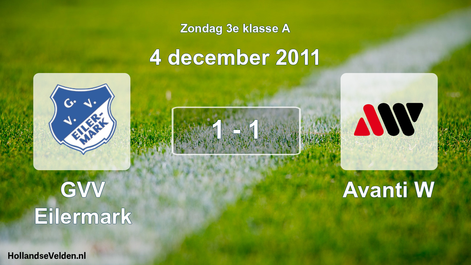 Total number of matches played: GVV Eilermark - Avanti W 1 - 1 (4 December 2011)